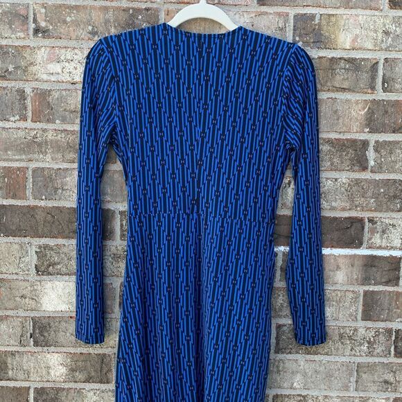 Take 50% OFF- Michael Kors Blue Ribbed Wrap Dress, Size-XS - Picture 8 of 11